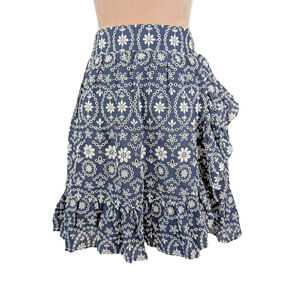 Kate Spade Skirt Shore Thing Eyelet Wrap Skirt Navy White Size 14 Ruffle Beachy
